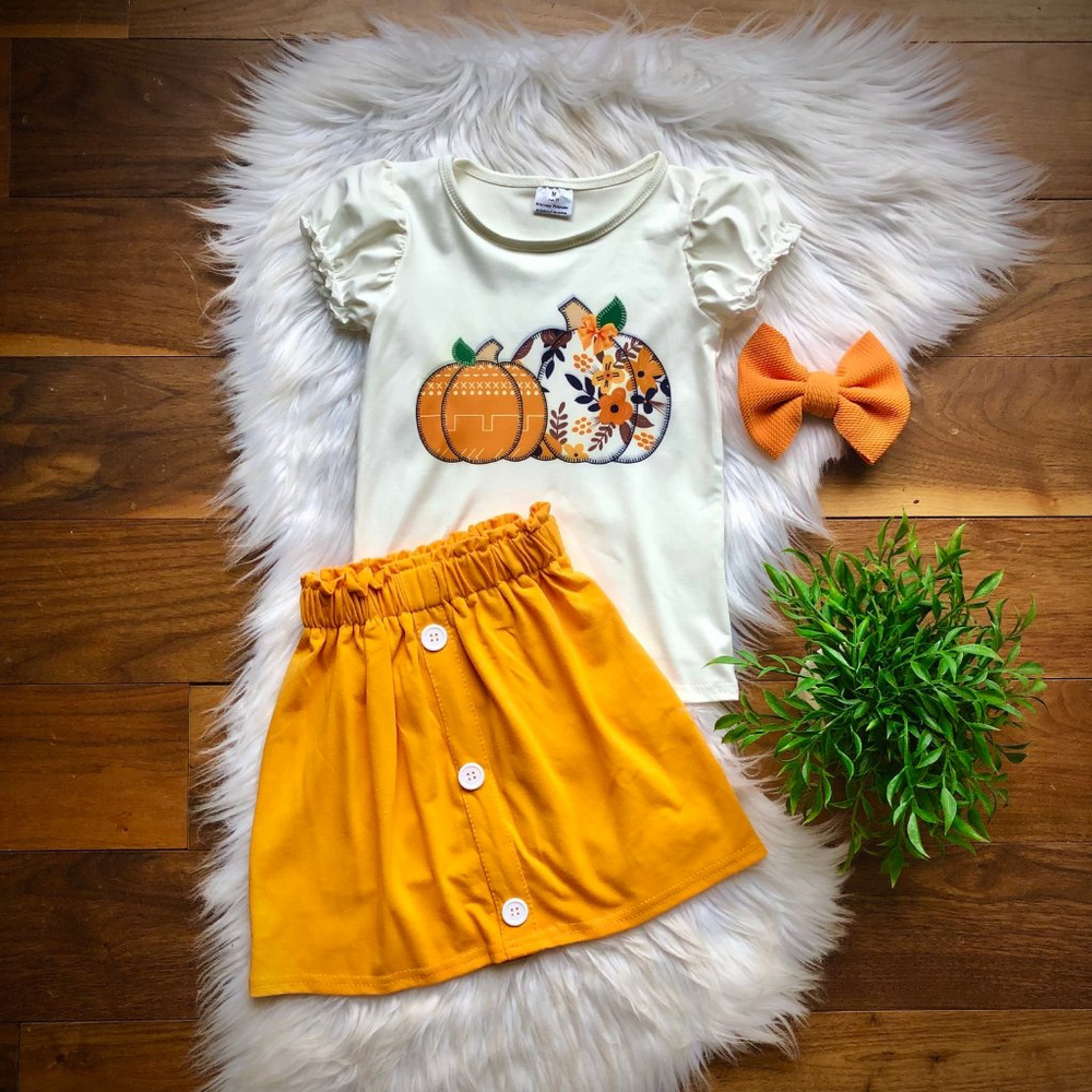 Pattern Pumpkin Skirt Set, Sz 7/8